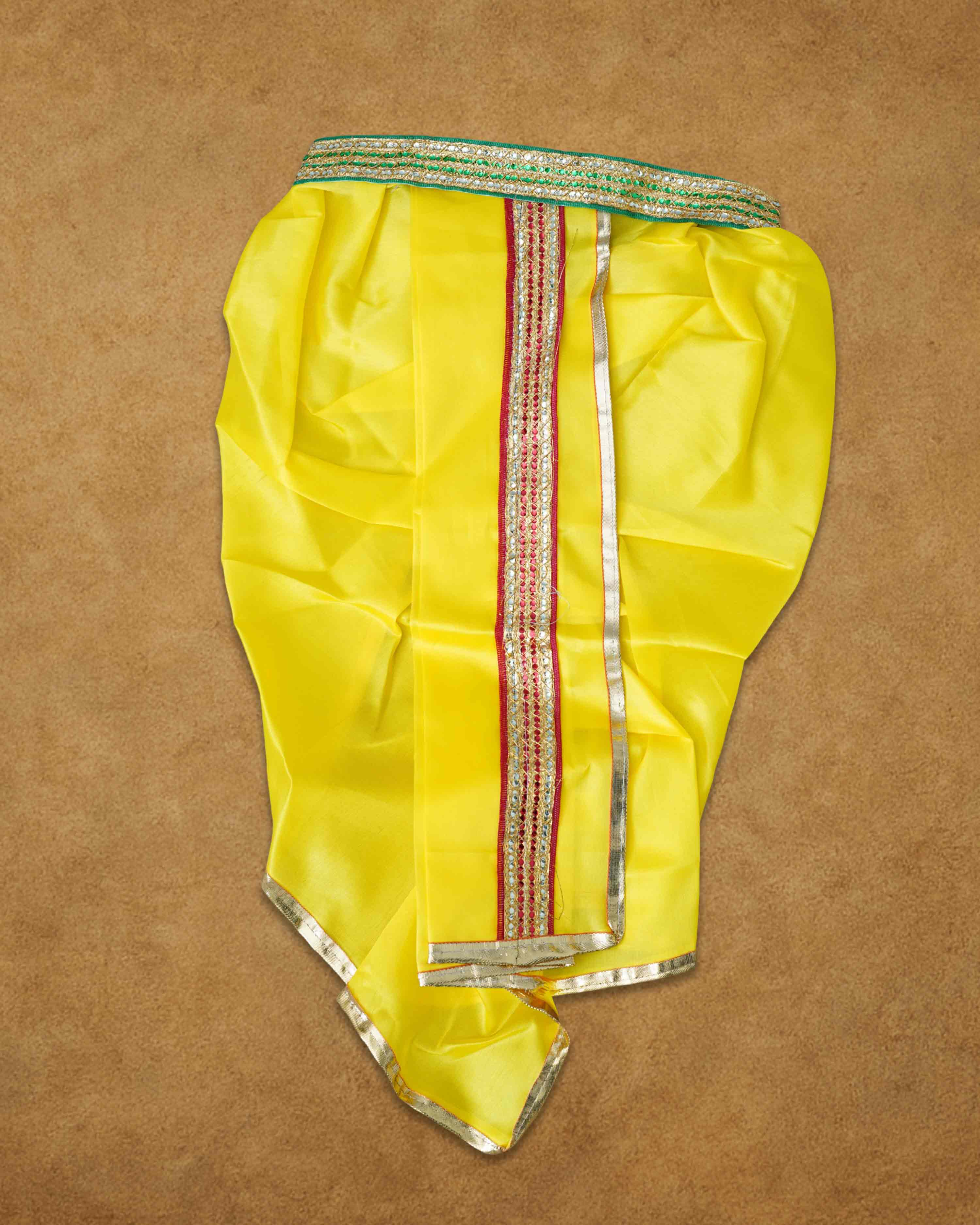 Mens Ready to Wear Pillayar Dhoti with Angwastra Set - Yellow big