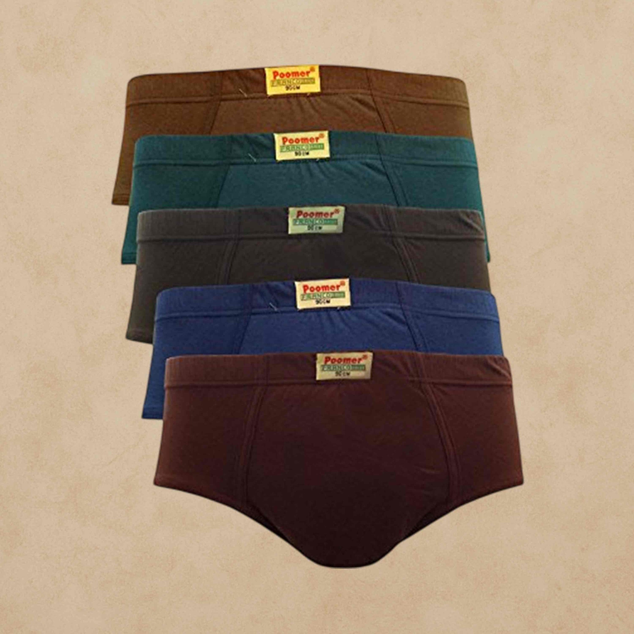 Poomer Men's Cotton Brief (Pack of 5) (POOMER-FRANCO-IE-Multicolor)