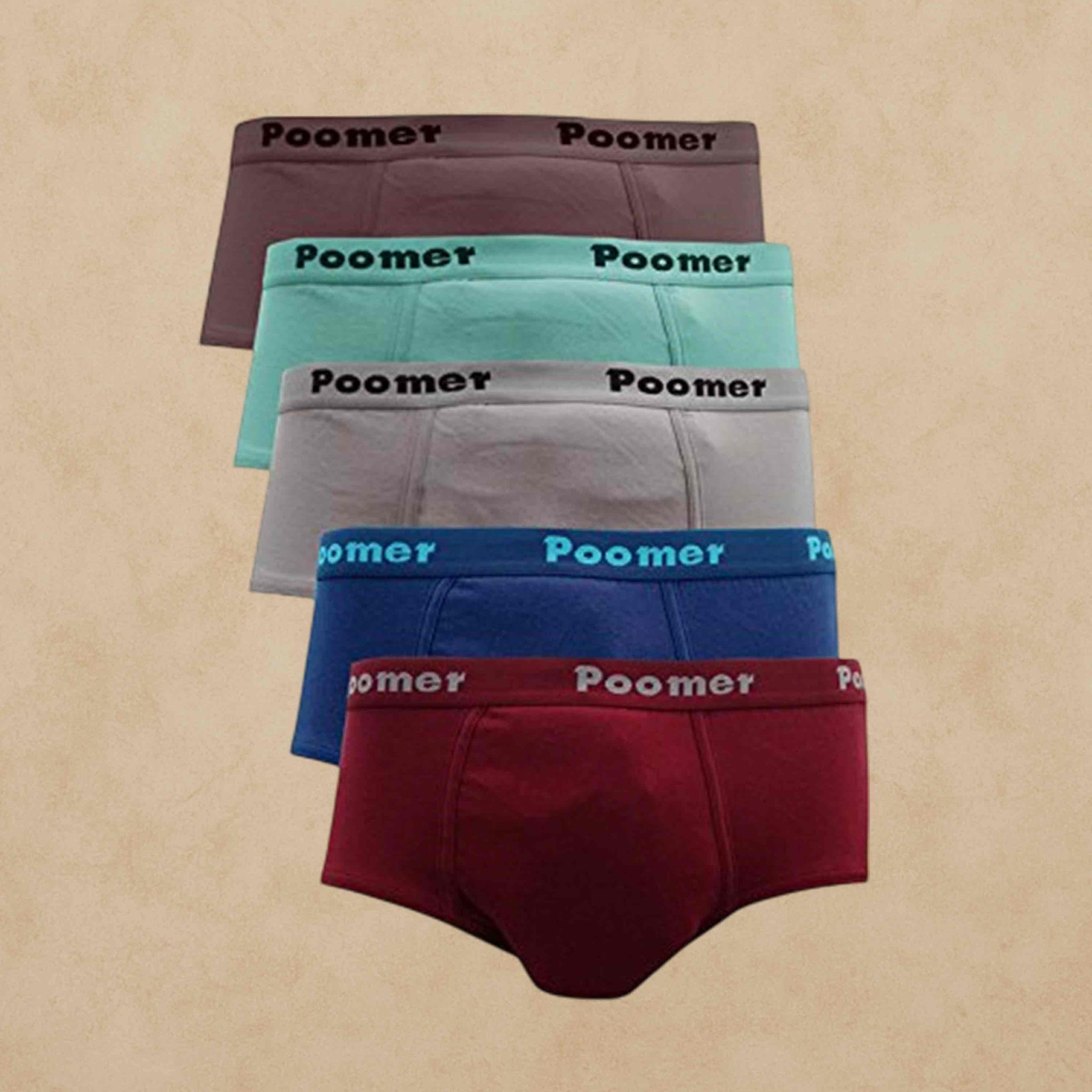 Poomer Men's Cotton Brief (Pack of 5) Franco Brief Multicolor