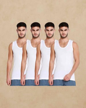 Poomer Cotton Men's White Vest (3s Pack)