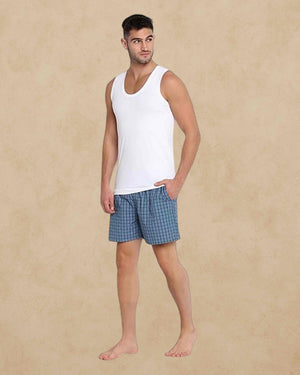 Poomer Cotton Men's White Sleeveless Vest (5s Pack 'XL' Size=95 Cms)