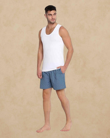 Poomer Cotton Men's White Sleeveless Vest (5s Pack