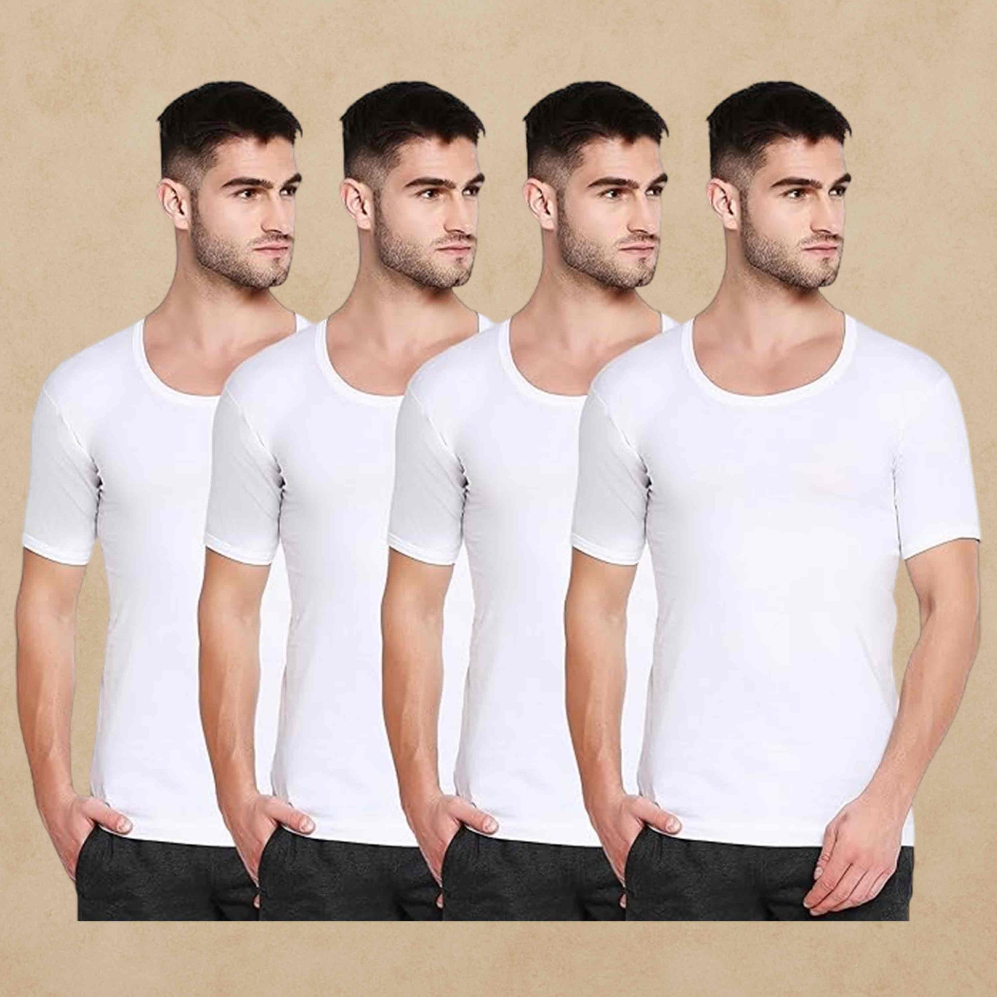 Poomer Premium Cotton Pure White Vest For Rns Mens-packs