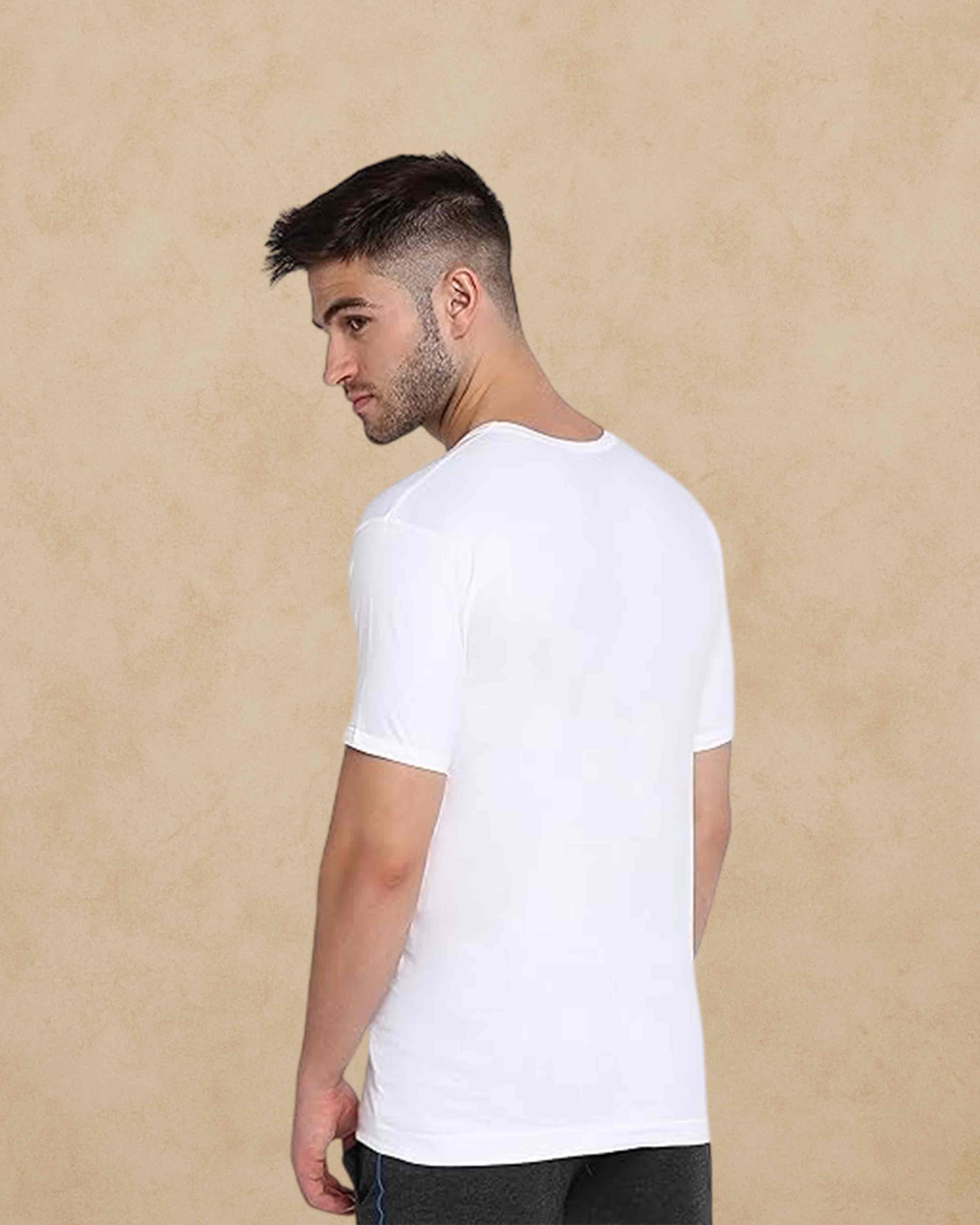 Poomer Premium Cotton Pure White Vest For Rns Mens-packs