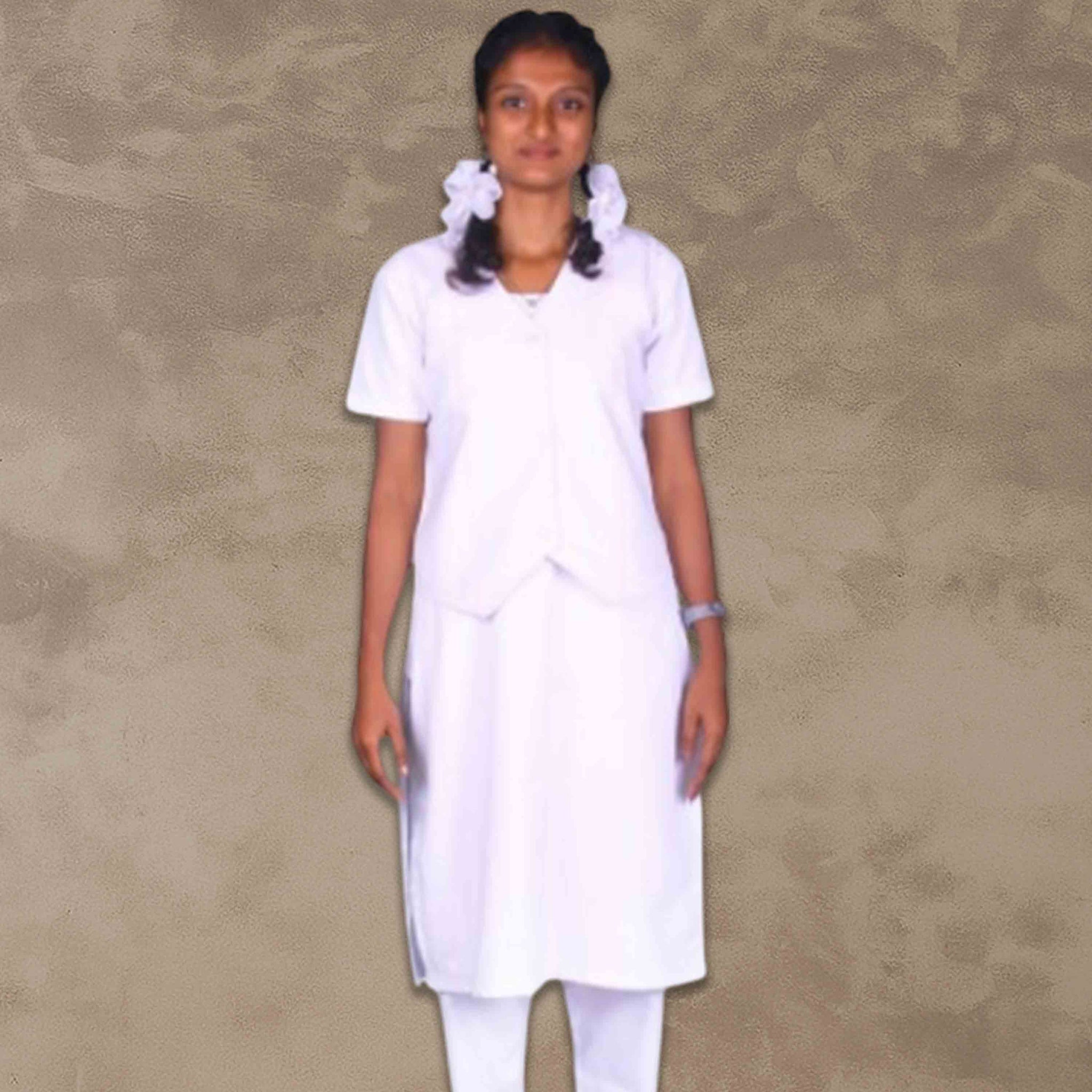 Girls School Uniform Kamiz, Jacket With Chudidhar | Readymade Stitched, Regular Fit for Girls - White