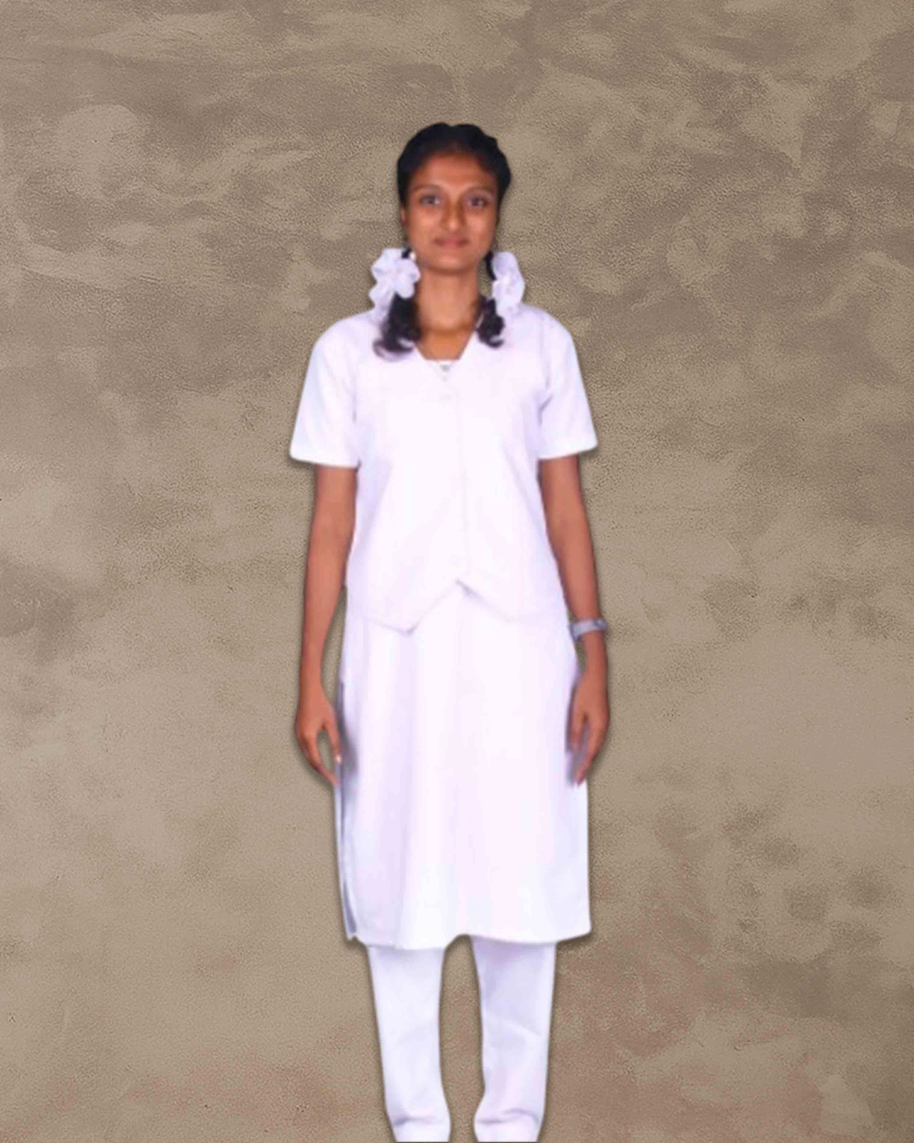 Girls School Uniform Kamiz, Jacket With Chudidhar | Readymade Stitched, Regular Fit for Girls - White