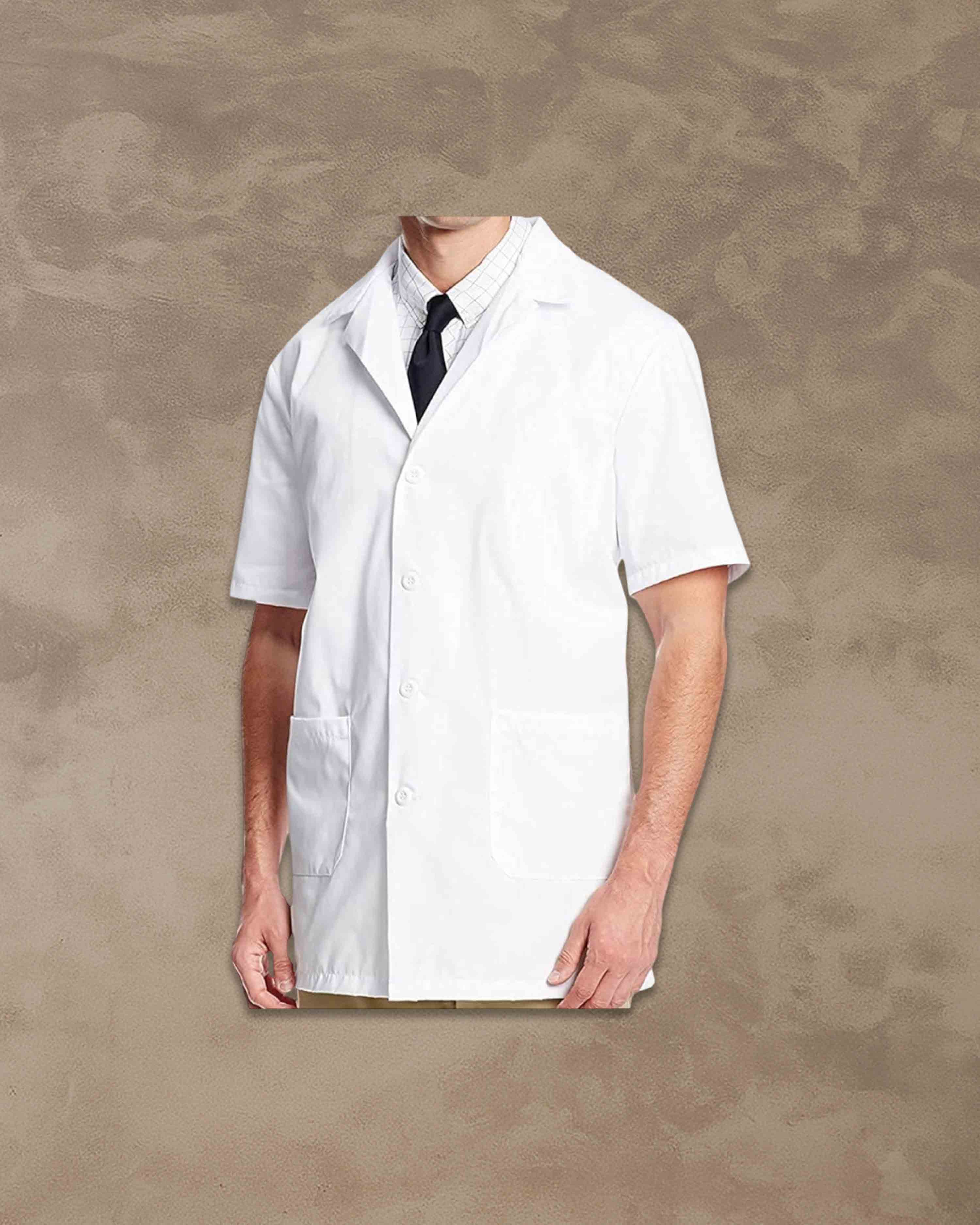 Casual Style Lab Coat For Chemistry Lab & Medical Students | Half Sleeves Lab Coat for All Professional Diagnostics, Technicians, Laboratory - White