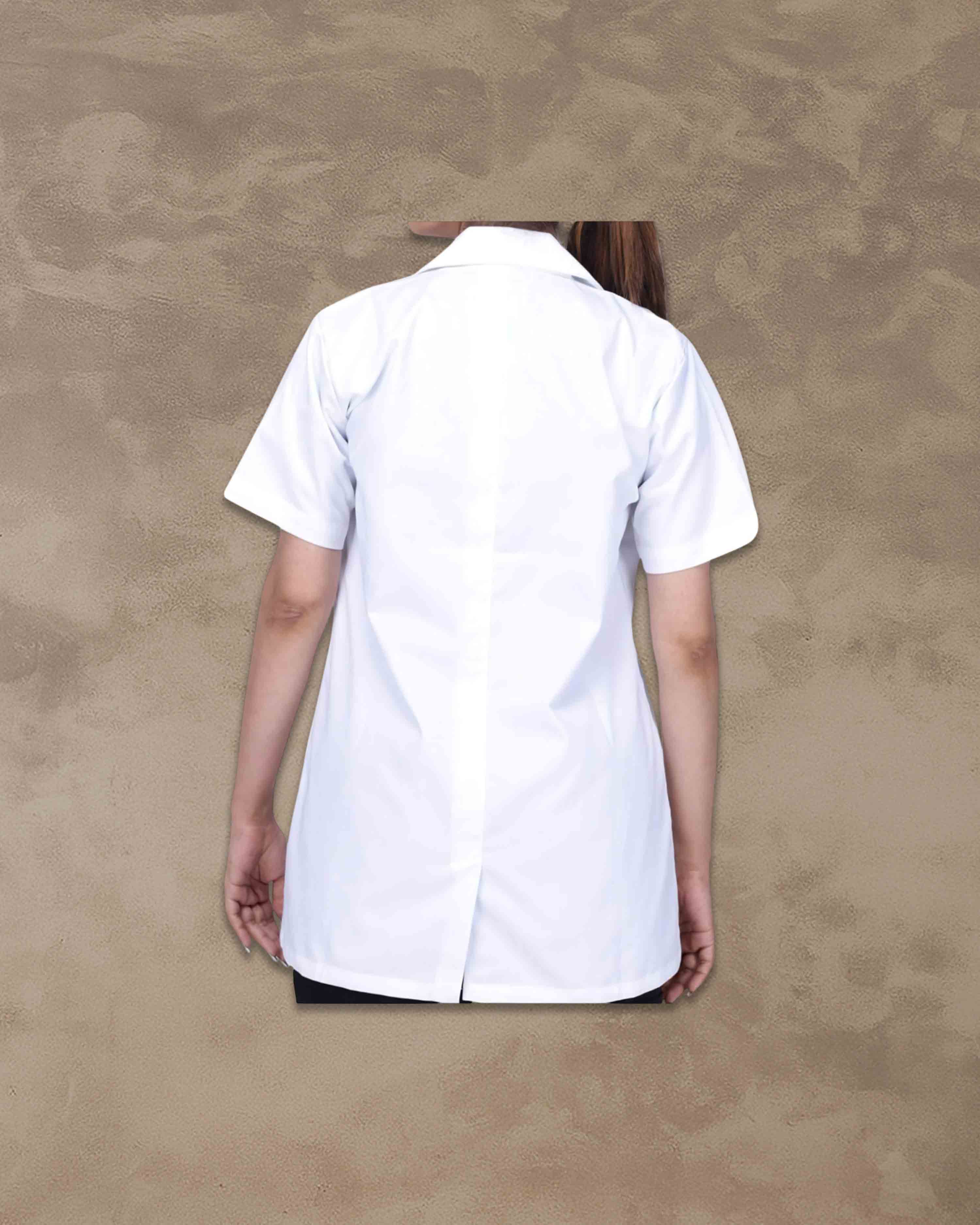 Casual Style Lab Coat For Chemistry Lab & Medical Students | Half Sleeves Lab Coat for All Professional Diagnostics, Technicians, Laboratory - White