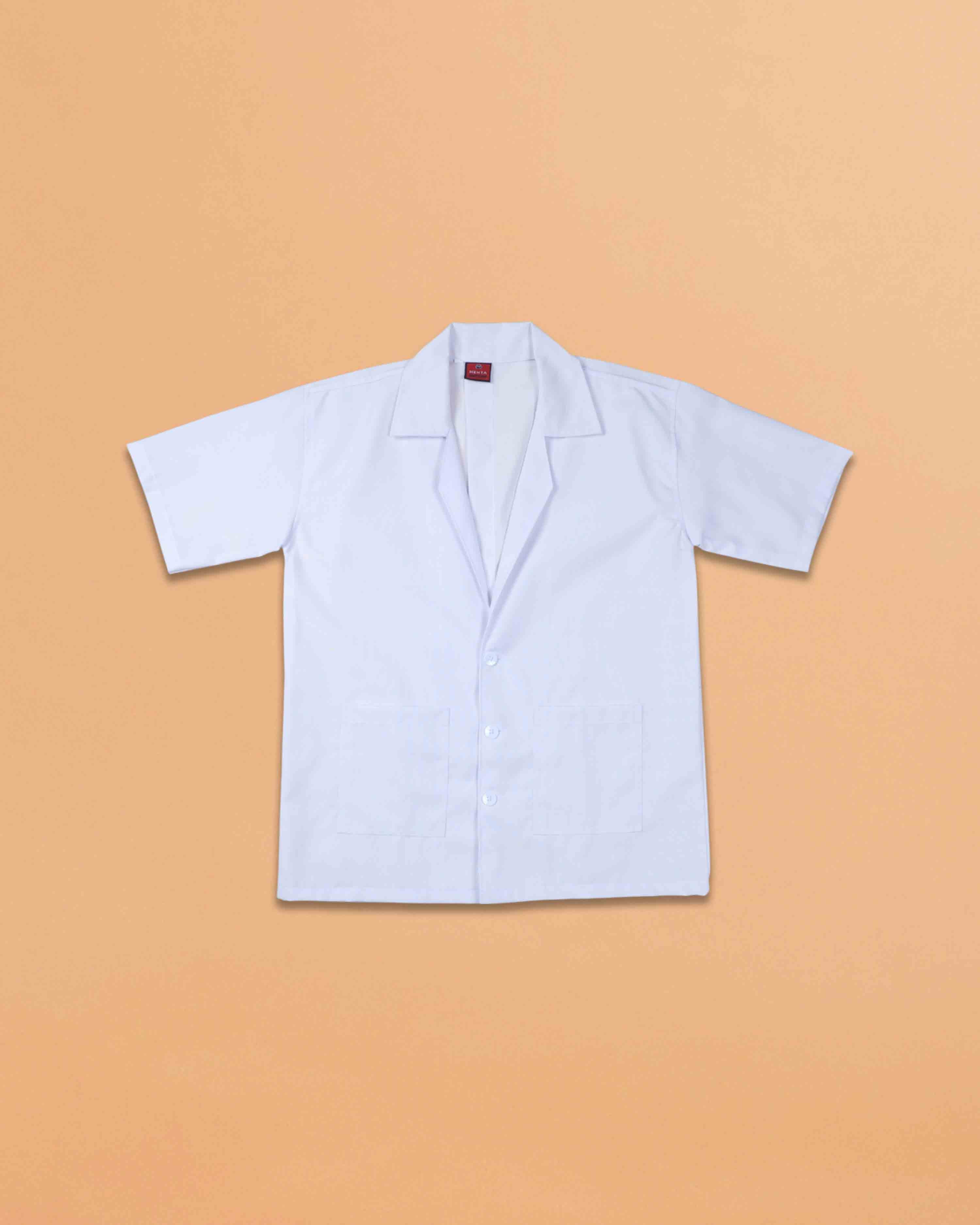 Casual Style Lab Coat For Chemistry Lab & Medical Students | Half Sleeves Lab Coat for All Professional Diagnostics, Technicians, Laboratory - White