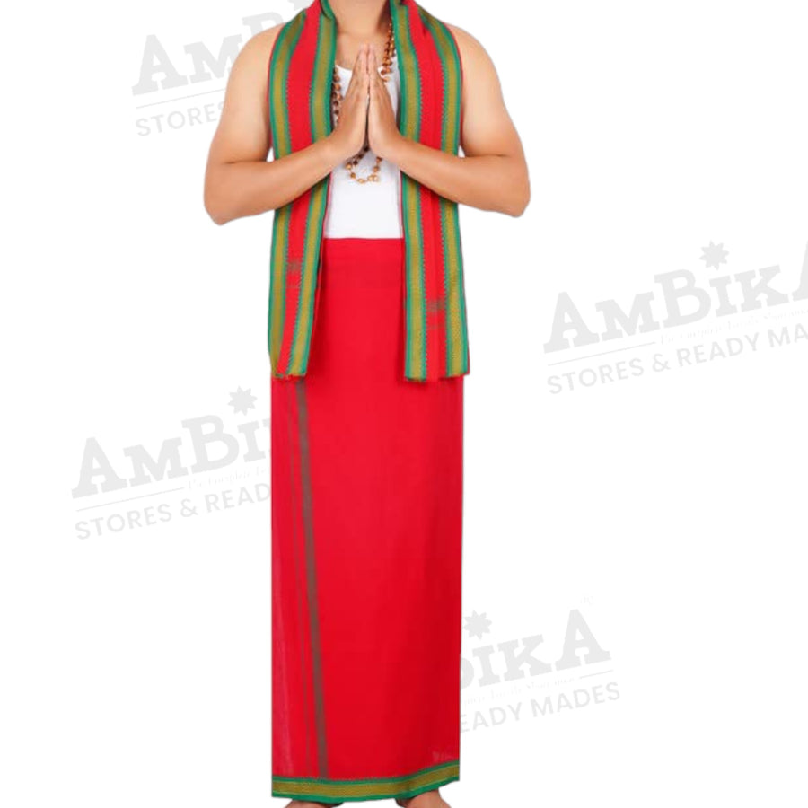 Cotton Color Dhoti & Towel For Men, Traditional Festive & Regular Wear,2.0MT