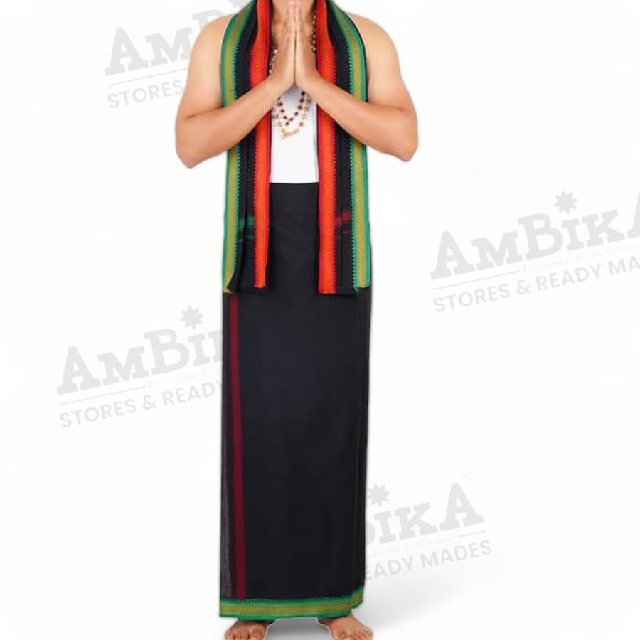 Cotton Color Dhoti & Towel For Men, Traditional Festive & Regular Wear,1.9MT
