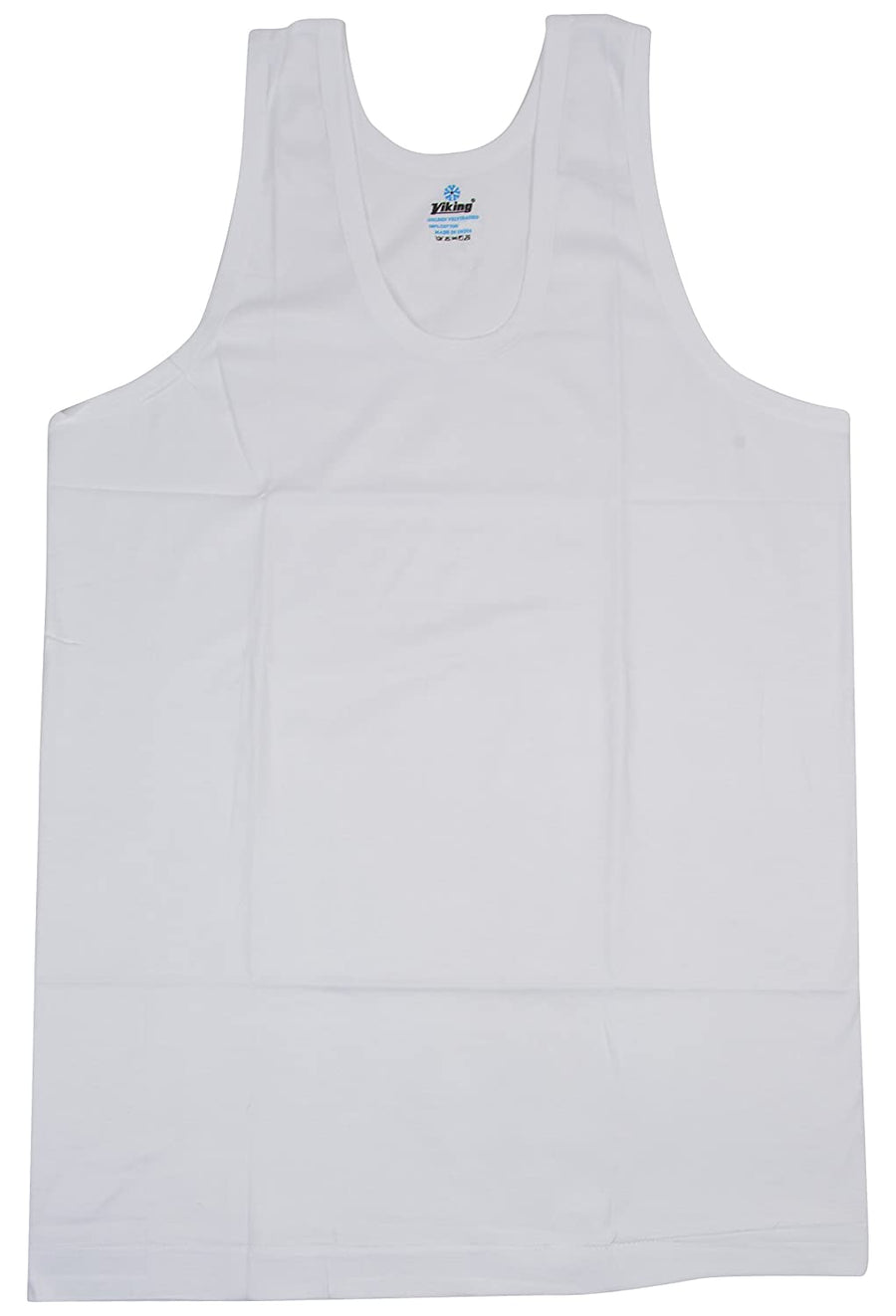 Viking Men's Cotton RN Vest (Pack of 1) - White Colour