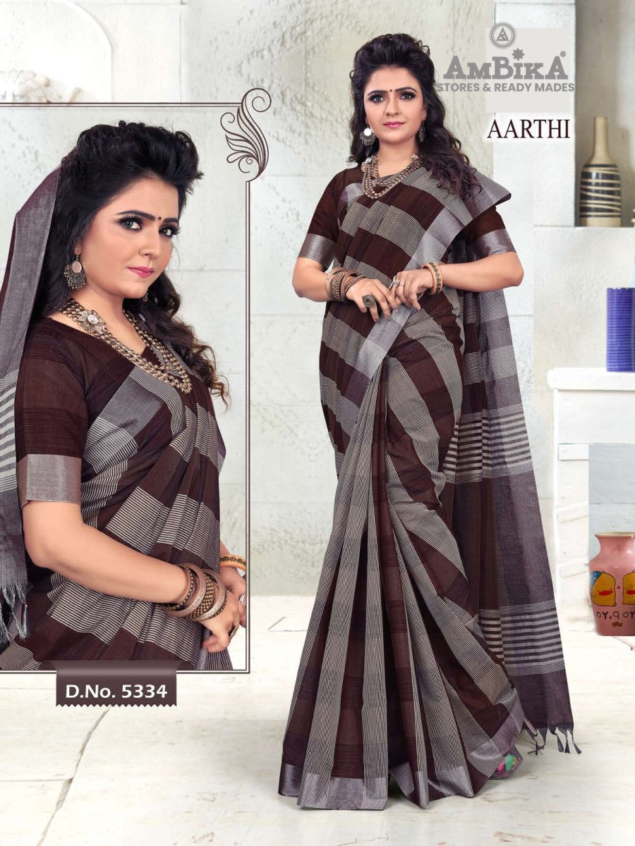 AARTHI SILK COTTON SAREE with Zari Butta with Blouse Piece for Womens