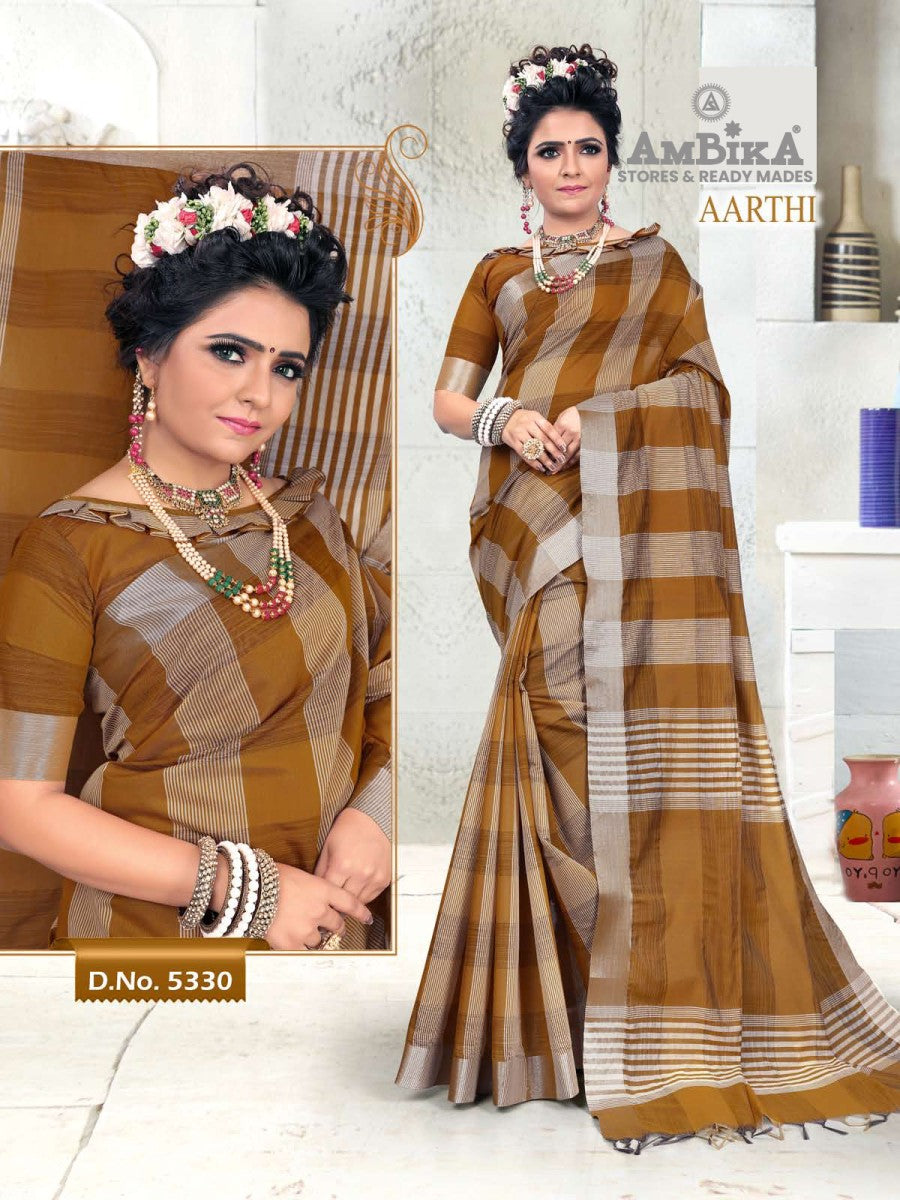 AARTHI SILK COTTON SAREE with Zari Butta with Blouse Piece for Womens