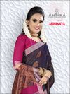 ABHINAYA SILK COTTON Saree with Zari Butta with Blouse Piece for Womens