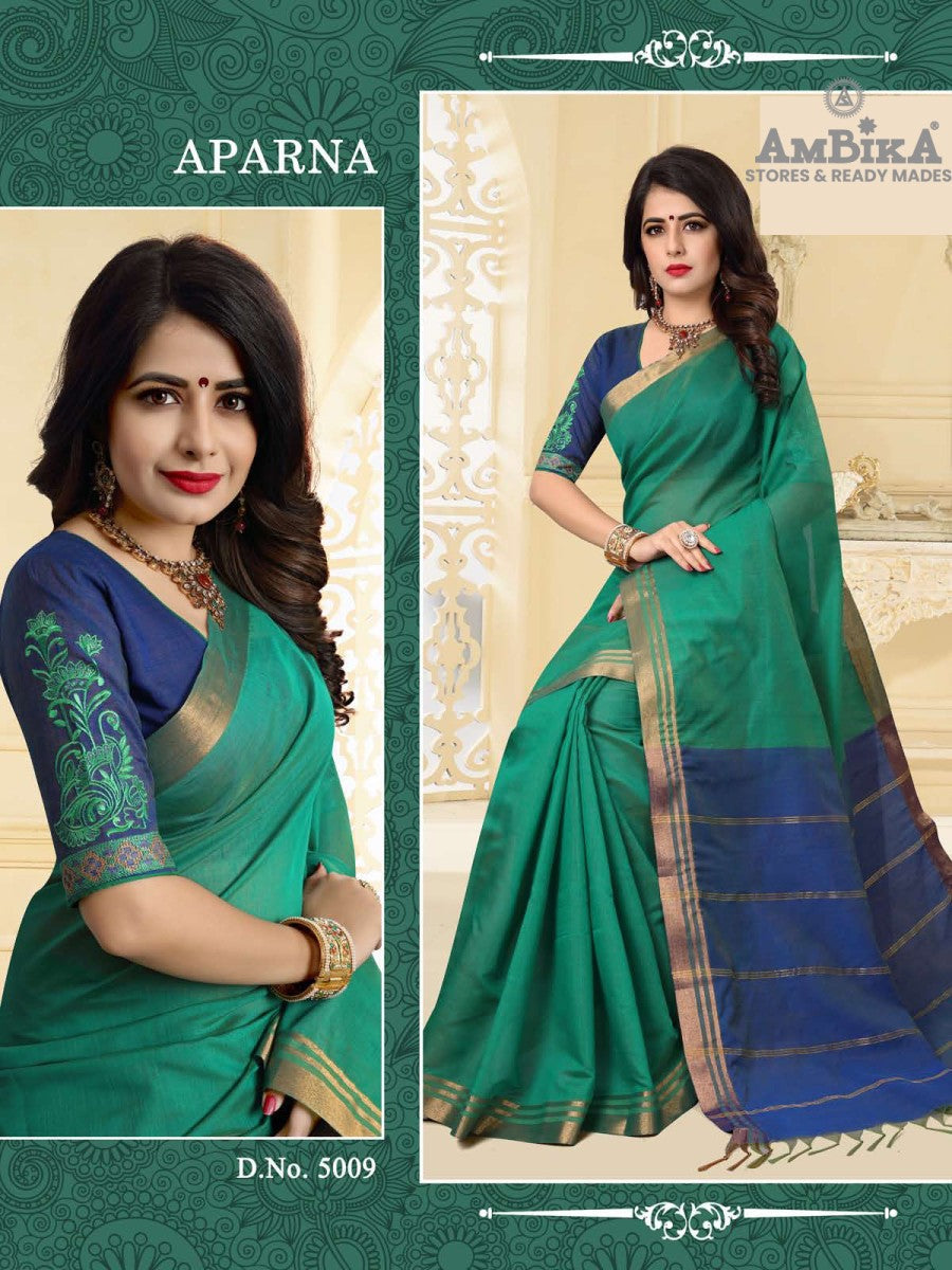 APARNA SILK COTTON SAREE with Zari Butta with Blouse Piece for Women