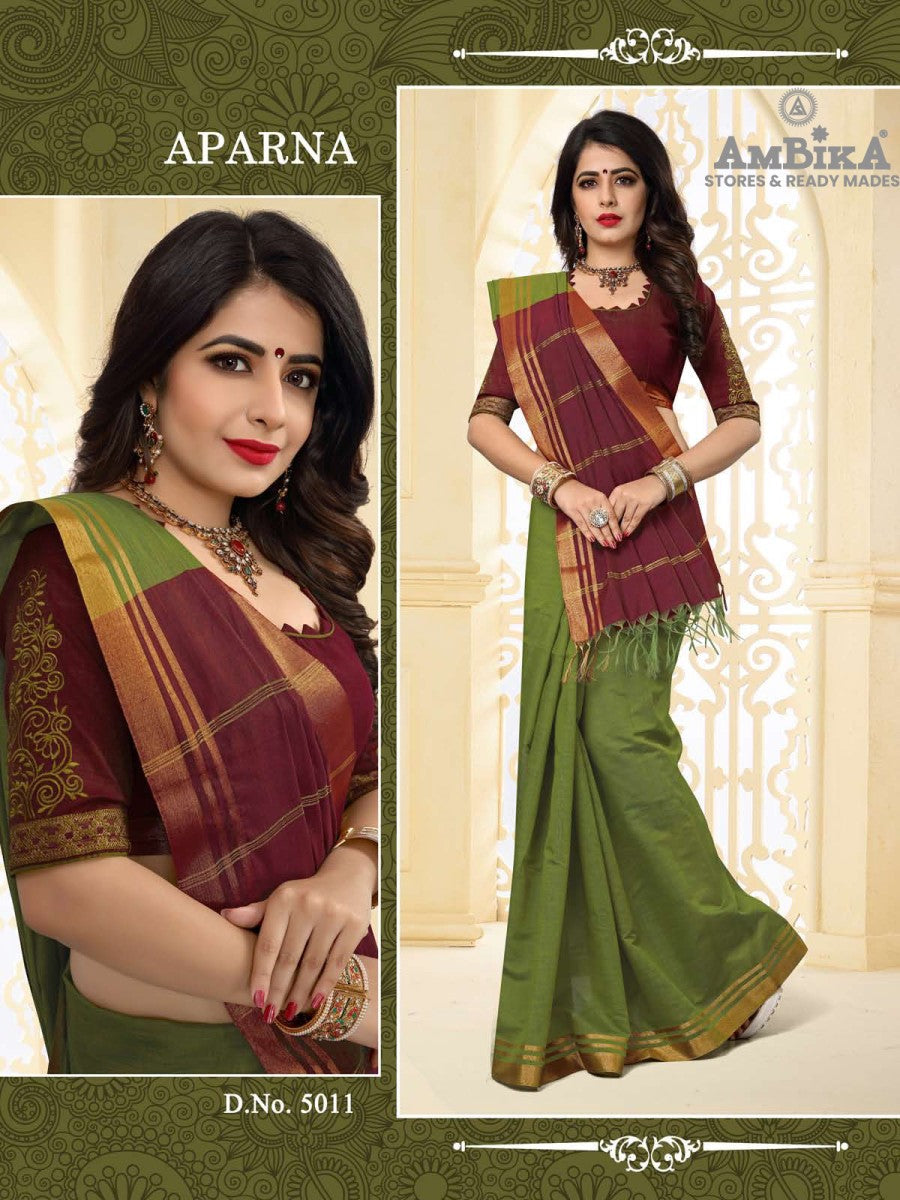 APARNA SILK COTTON SAREE with Zari Butta with Blouse Piece for Women