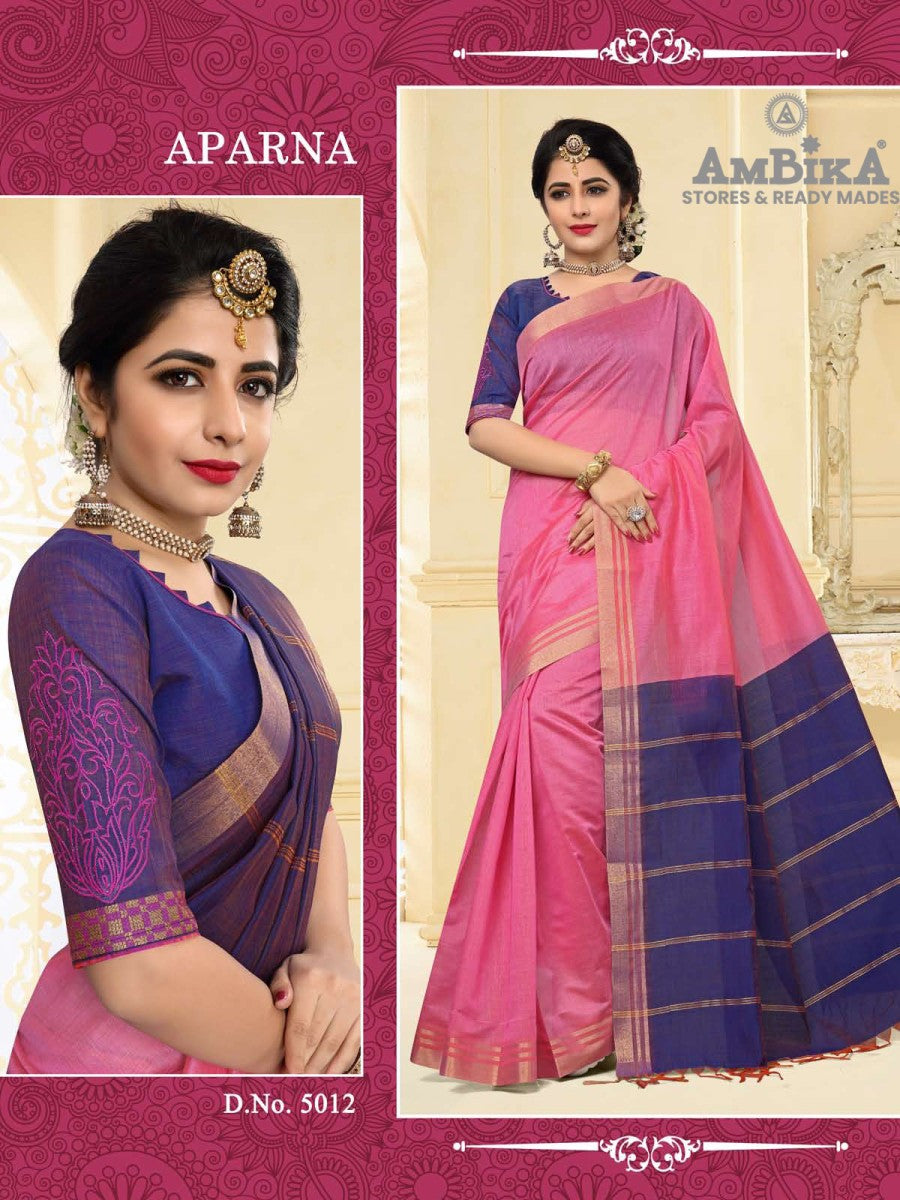 APARNA SILK COTTON SAREE with Zari Butta with Blouse Piece for Women