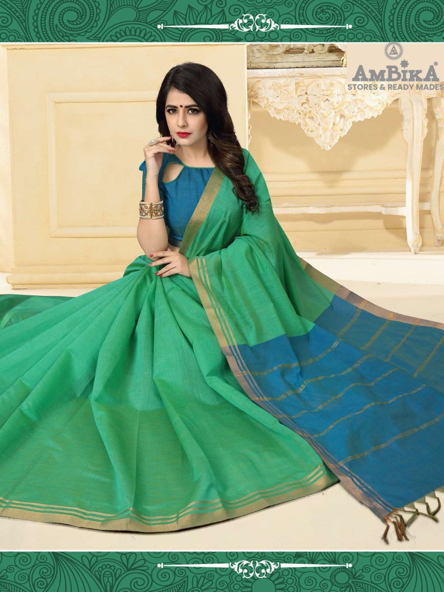 APARNA SILK COTTON SAREE with Zari Butta with Blouse Piece for Women