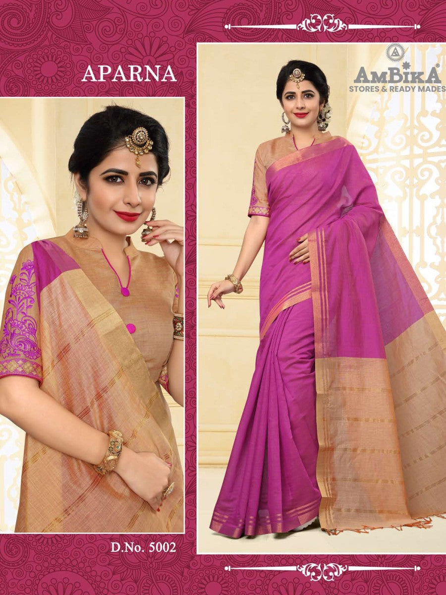 APARNA SILK COTTON SAREE with Zari Butta with Blouse Piece for Women