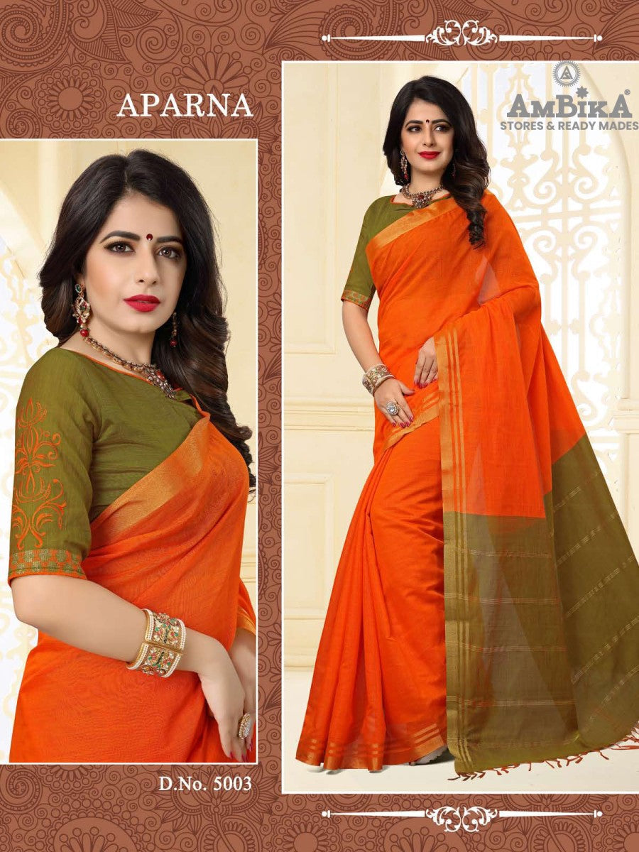 APARNA SILK COTTON SAREE with Zari Butta with Blouse Piece for Women