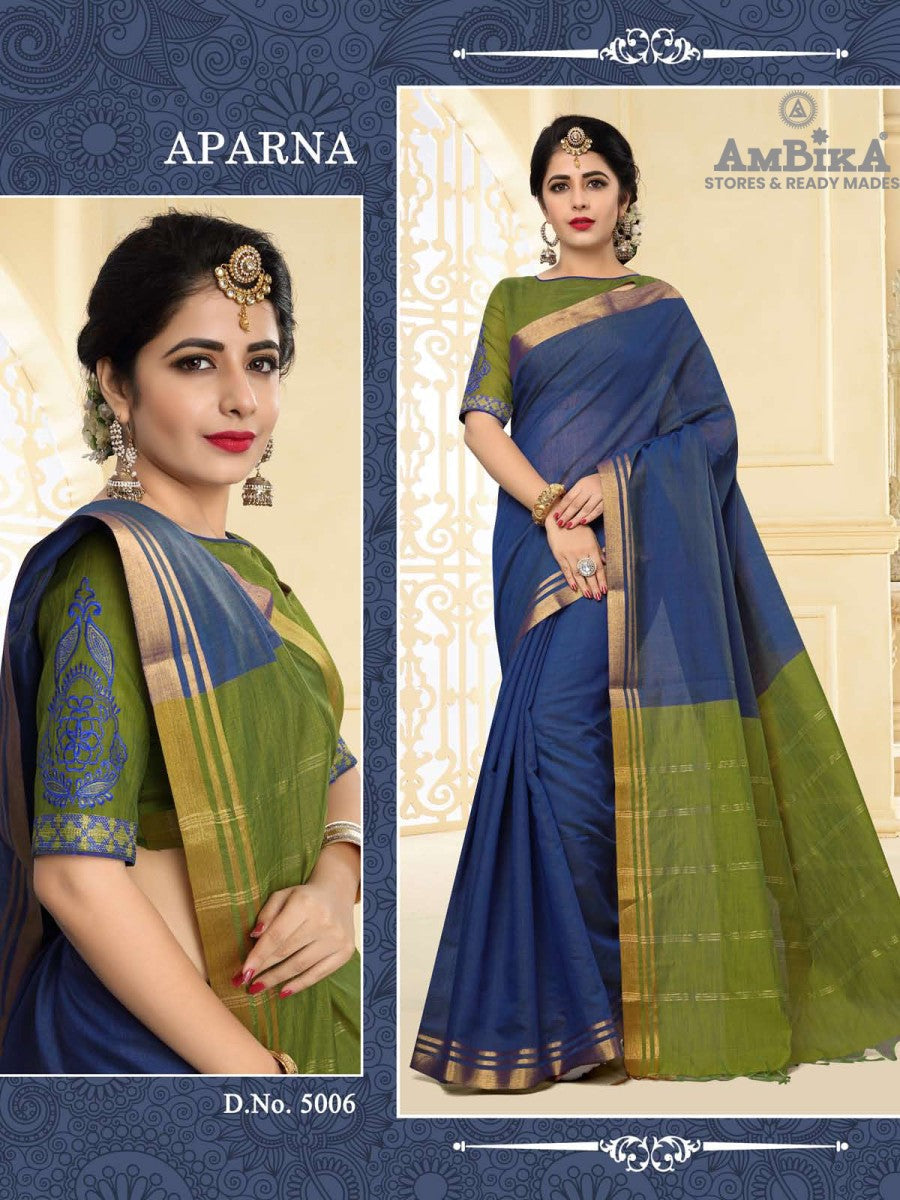 APARNA SILK COTTON SAREE with Zari Butta with Blouse Piece for Women