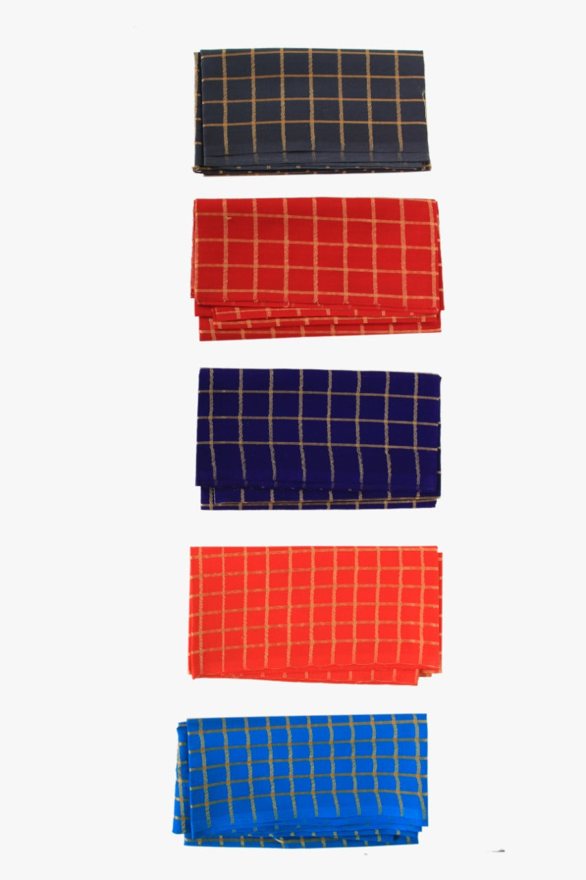 COTTON BLOUSE PIECE 1 METRE CHECKED SET OF 5