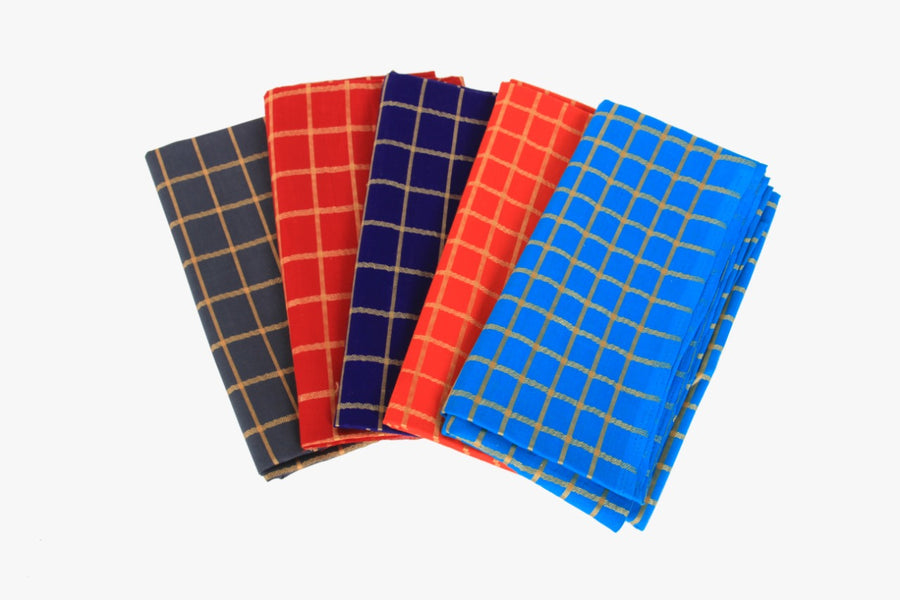 COTTON BLOUSE PIECE 1 METRE CHECKED SET OF 5