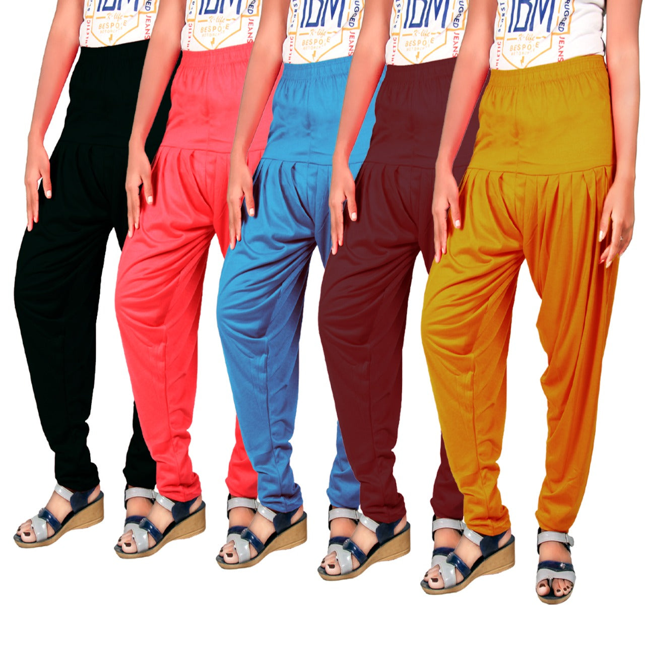 Combo Pack of 5 Cotton Viscose Lycra Dhoti Patiyala Salwar Bottom Pants for Women