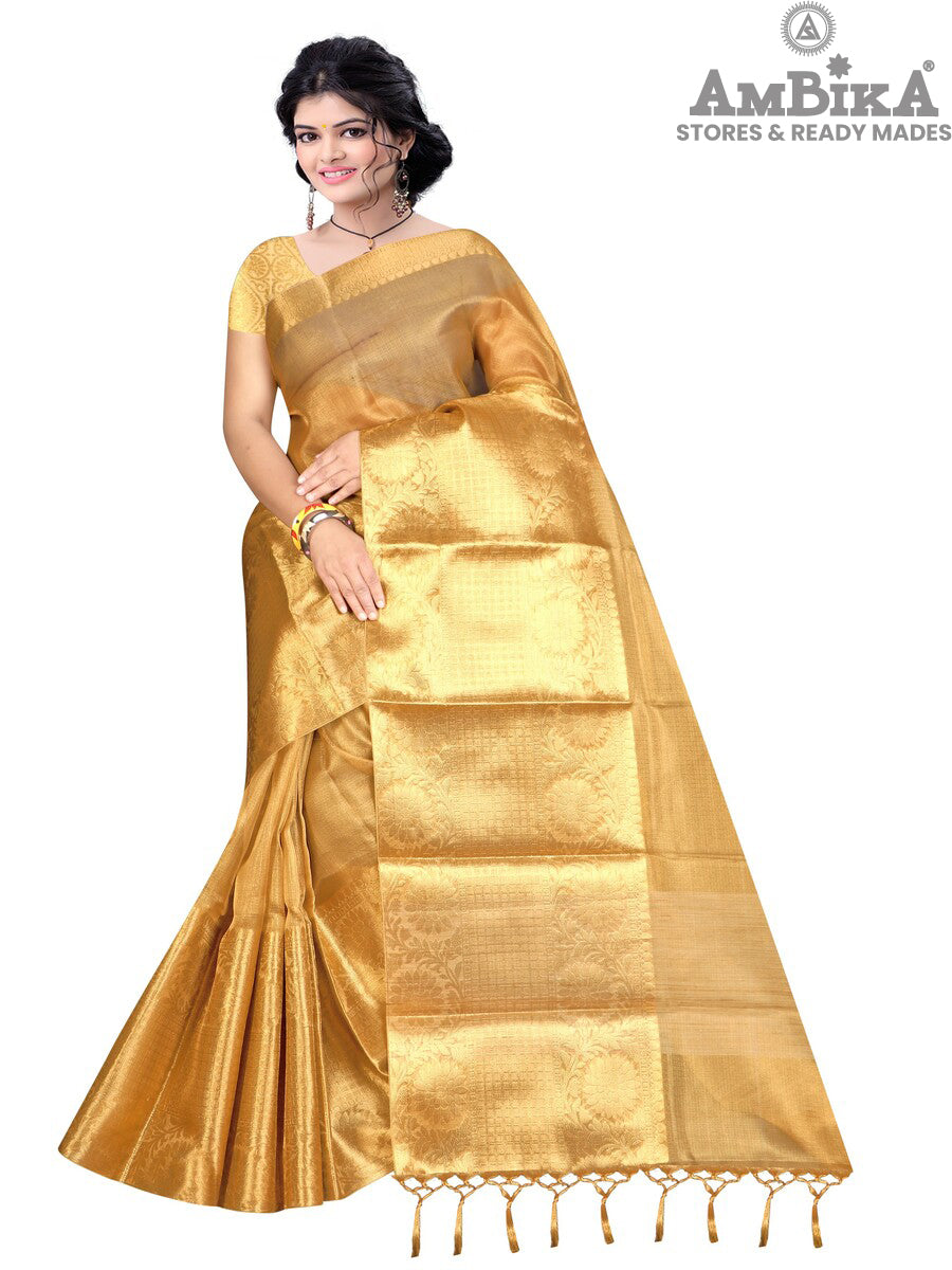 Women’s Banaras Tissue Silk gold zari saree with blouse