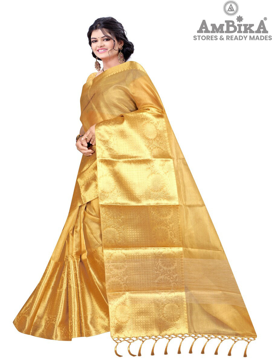 Women’s Banaras Tissue Silk gold zari saree with blouse