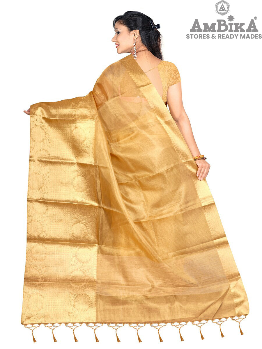 Women’s Banaras Tissue Silk gold zari saree with blouse