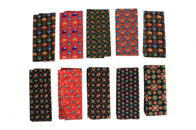 KALAMKARI BLOUSE PIECE MATERIAL 1 METRE (MULTI COLOUR PRINT SET OF 10)