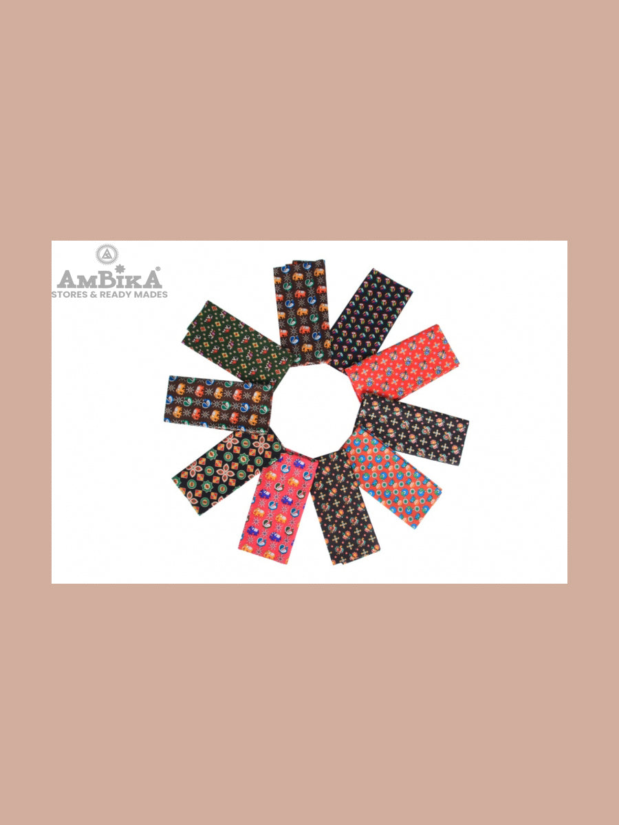 KALAMKARI BLOUSE PIECE MATERIAL 1 METRE (MULTI COLOUR PRINT SET OF 10)
