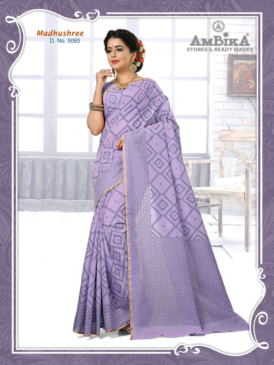 MADHUSHREE SILK COTTON SAREE Printed with Blouse Piece for Womens