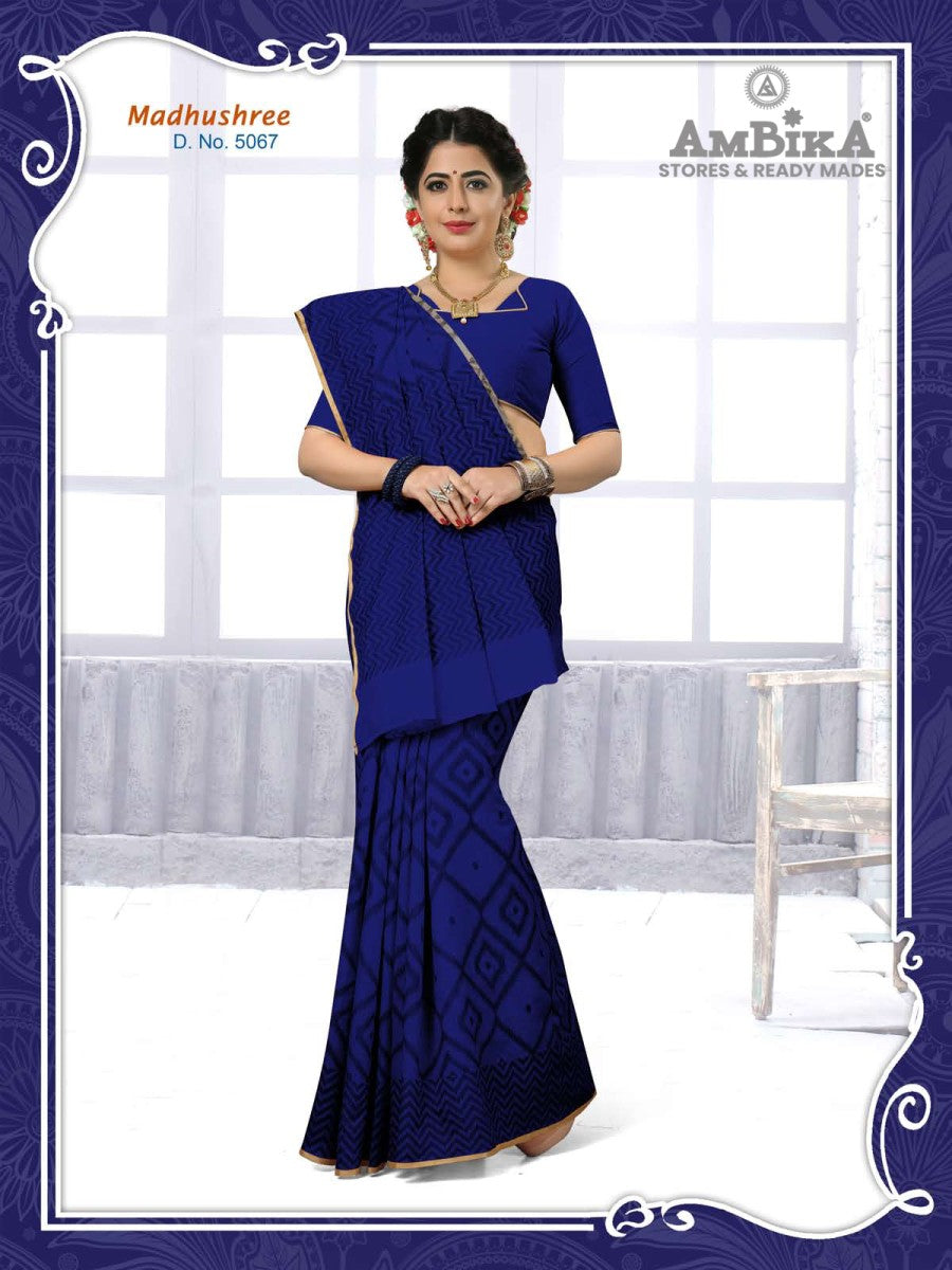 MADHUSHREE SILK COTTON SAREE Printed with Blouse Piece for Womens