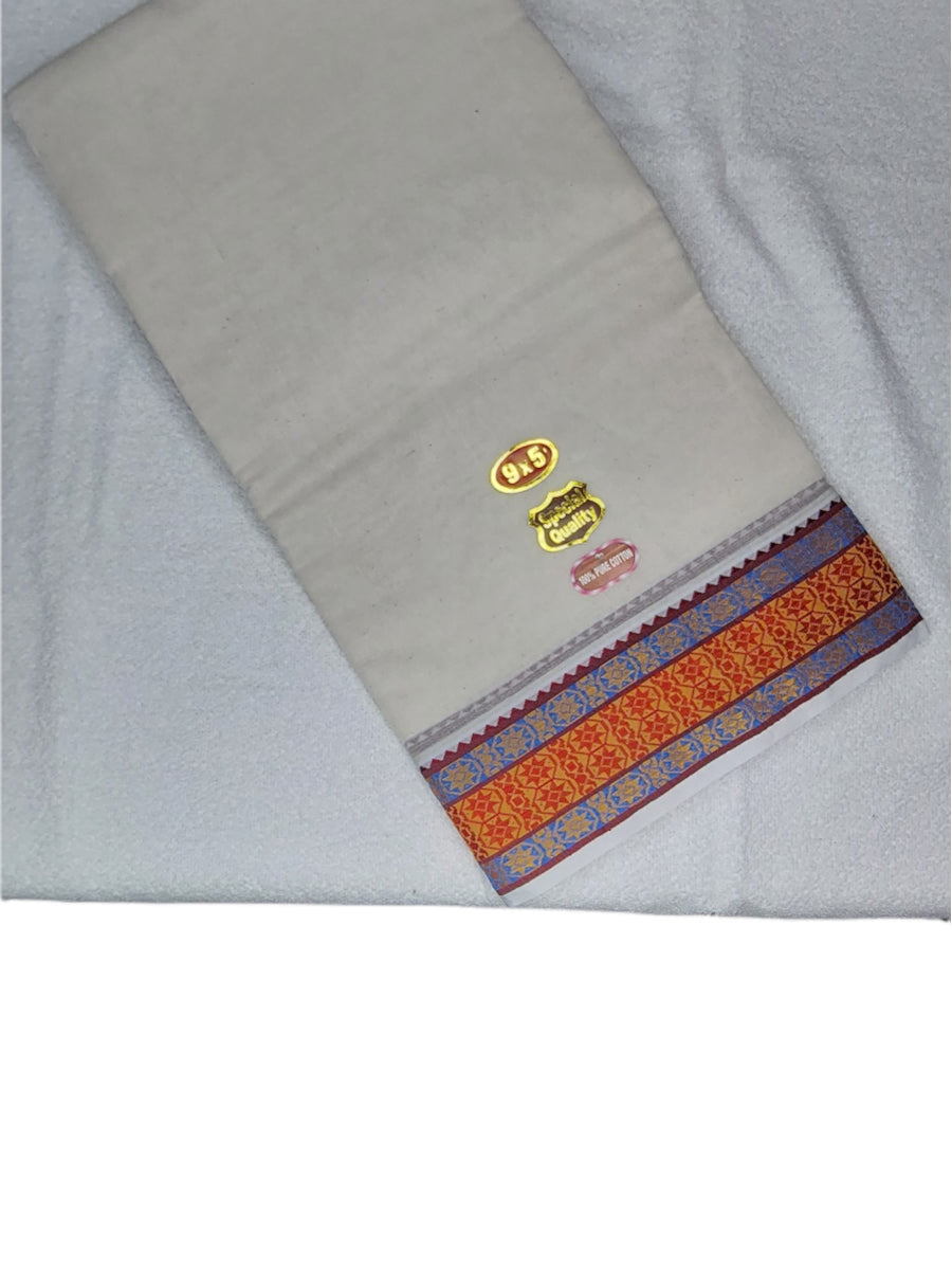 Cotton Mens Panjakejam Dhoti With Fancy Border &amp; Towel set