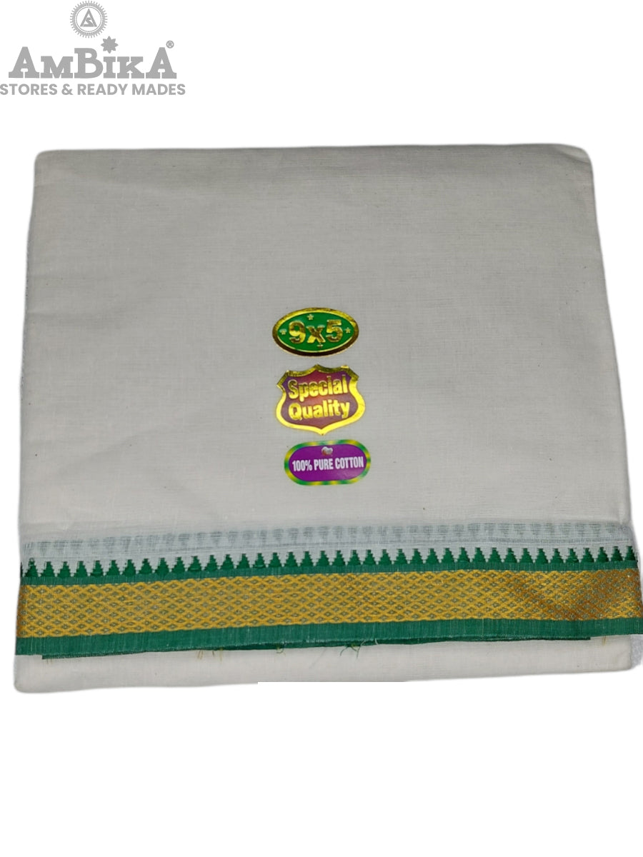 Cotton Unbleached Off-White Dhoti | South Indian Cotton Dhoti Mayil Kan Vesti [9X5]