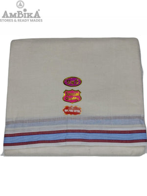 Cotton Mens Panjakejam Dhoti & Towel set [9 * 5] Unbleached Cotton Dhoti + Towel set