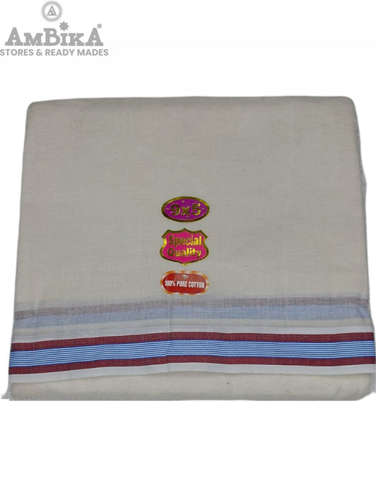 Cotton Mens Panjakejam Dhoti & Towel set [9 * 5] Unbleached Cotton Dhoti + Towel set