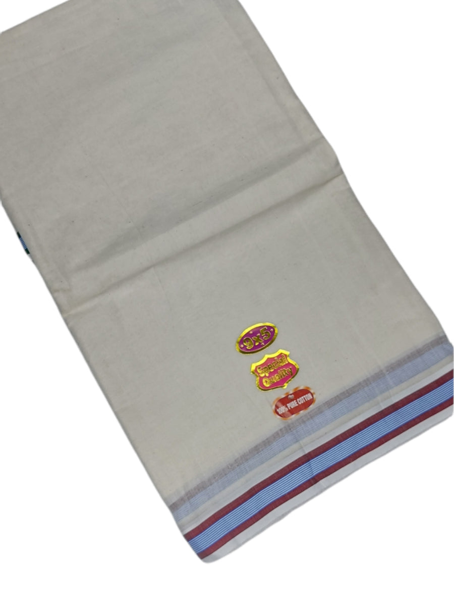 Cotton Mens Panjakejam Dhoti & Towel set [9 * 5] Unbleached Cotton Dhoti + Towel set