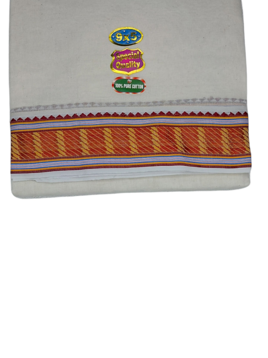 Cotton Mens Panjakejam Jacquard Border Dhoti &amp; Towel set [9 * 5]