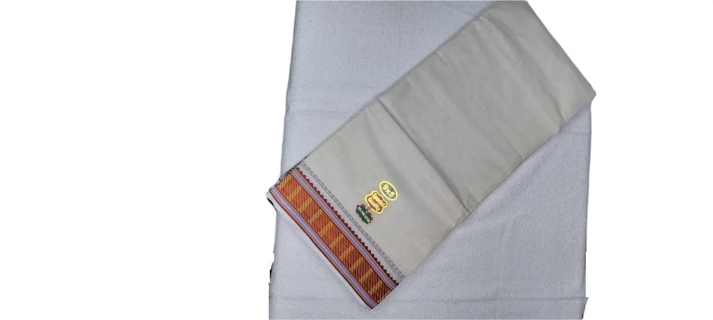 Cotton Mens Panjakejam Jacquard Border Dhoti &amp; Towel set [9 * 5]