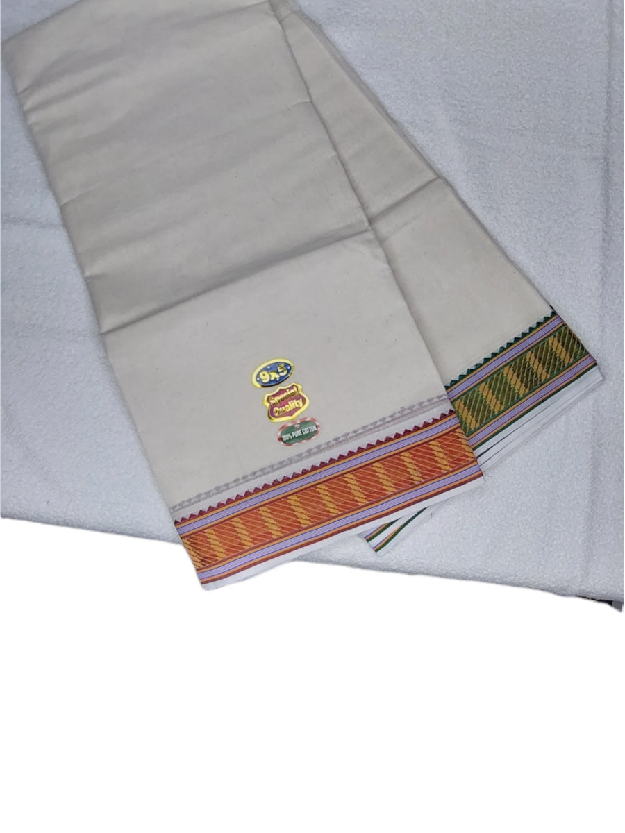 Cotton Mens Panjakejam Jacquard Border Dhoti &amp; Towel set [9 * 5]