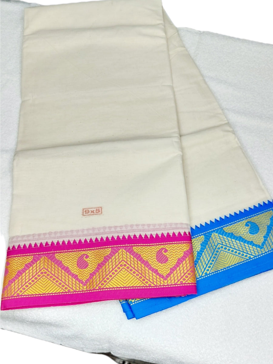 Cotton Mens Panjakejam Dhoti With Fancy Border & Towel set [9*5]