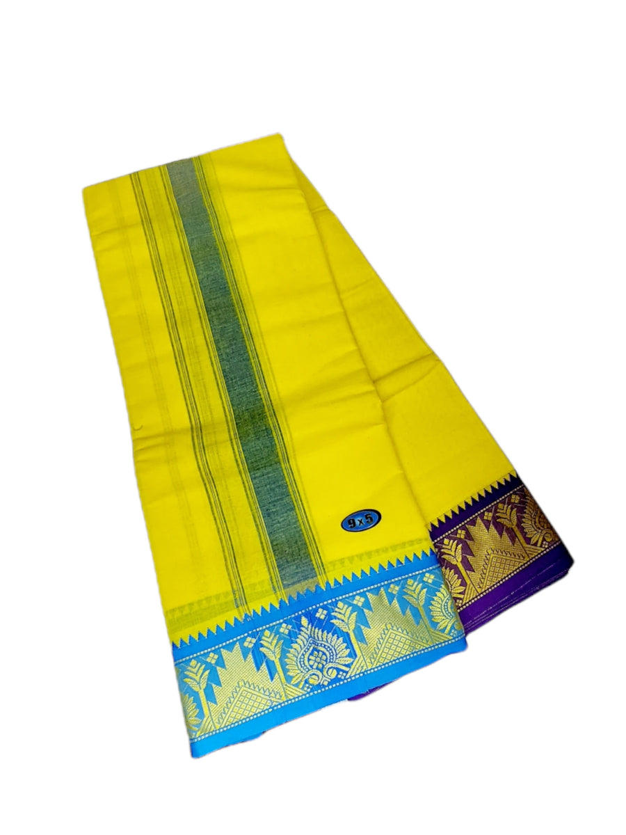 Cotton Mens Panjakejam Colour Dhoti Fancy Border & Towel set [9*5]