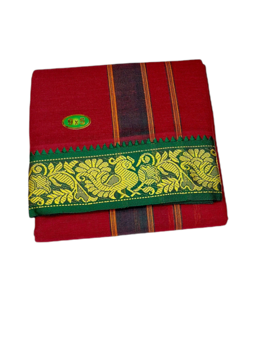 Cotton Mens Panjakejam Colour Dhoti With Fancy Border & Towel set [9 * 5]