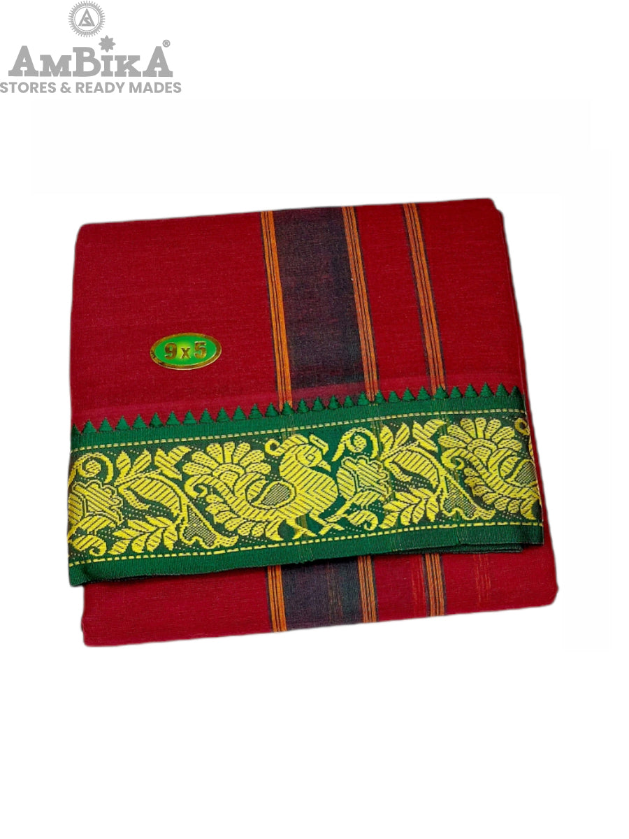 Cotton Mens Panjakejam Colour Dhoti With Fancy Border & Towel set [9 * 5]