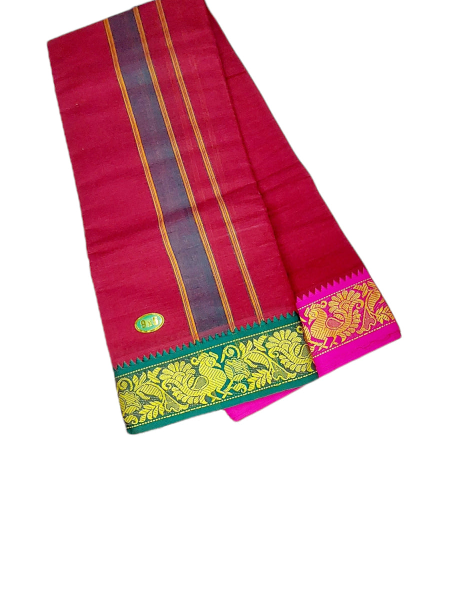 Cotton Mens Panjakejam Colour Dhoti With Fancy Border & Towel set [9 * 5]