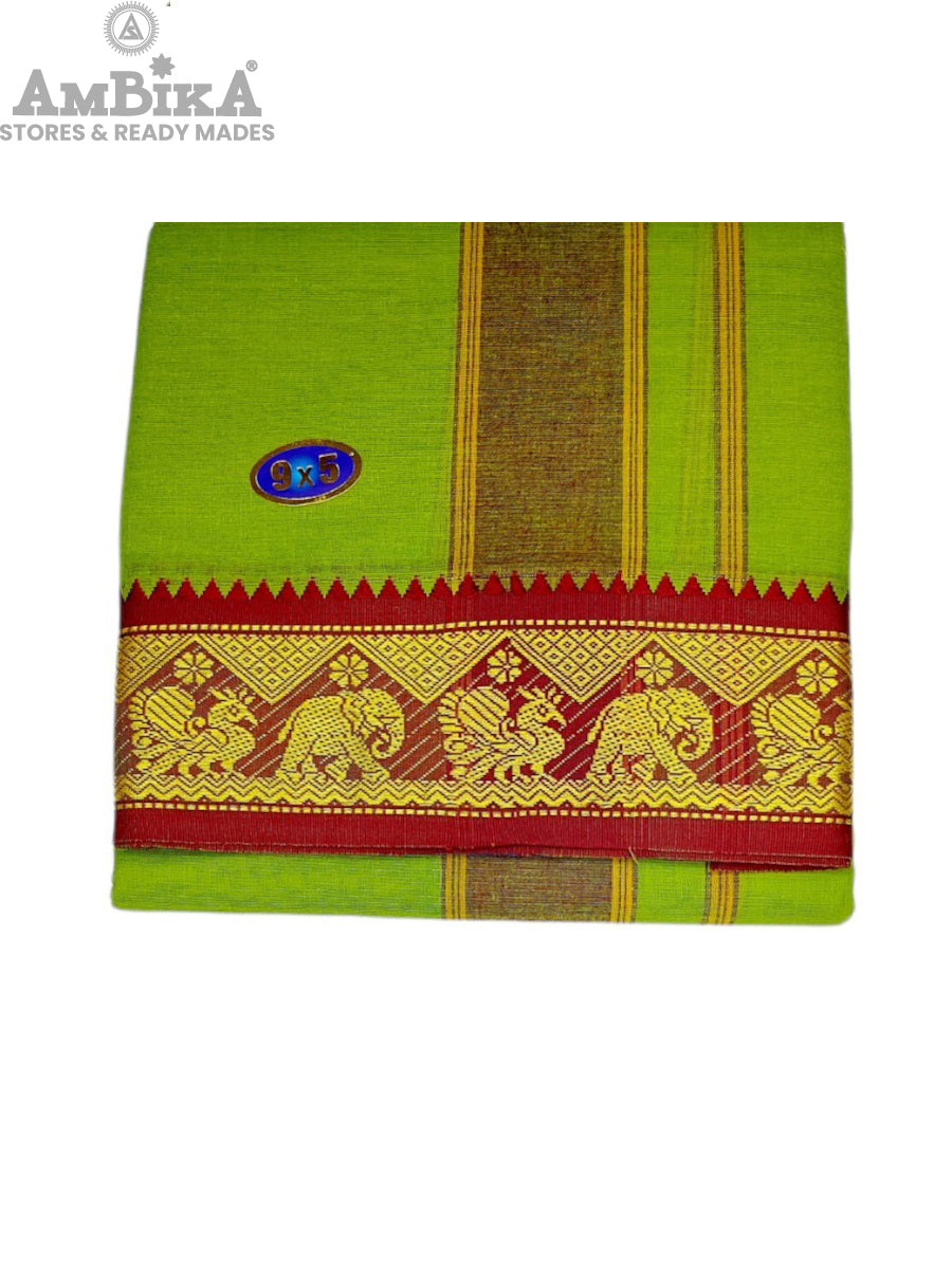 Cotton Mens Panjakejam Colour Dhoti With Fancy Border &amp; Towel set [9 X 5]